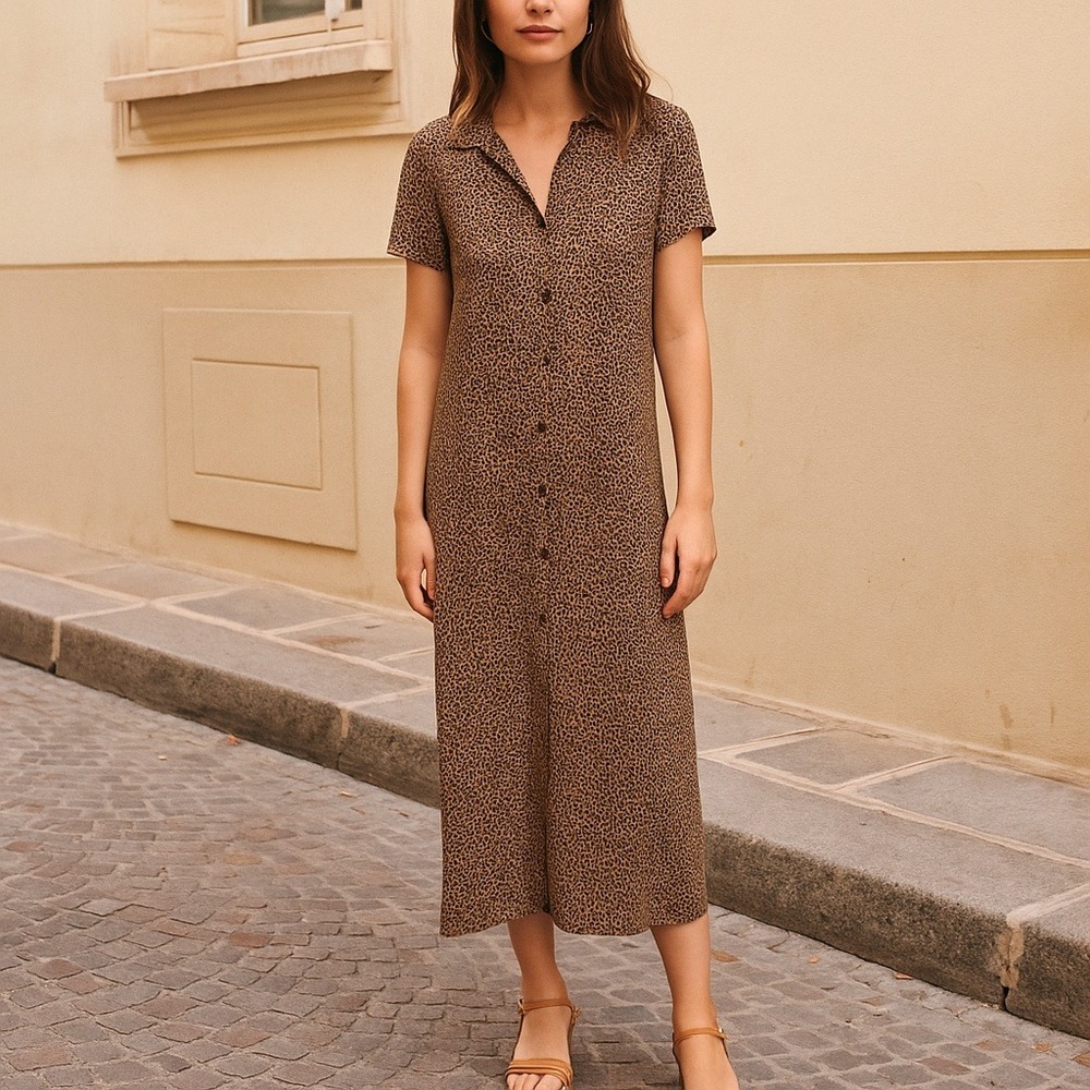 Vintage Late 90s / Y2K Sag Harbor Silk Maxi Button Down Dress Silk - Size 12 - Picture 8 of 9